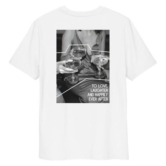 "Photo To Love, Laugther and Happily Ever After" Unisex-Bio-Baumwoll-T-Shirt