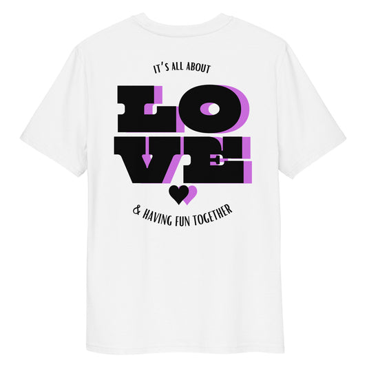 "It's All About Love" Unisex-Bio-Baumwoll-T-Shirt